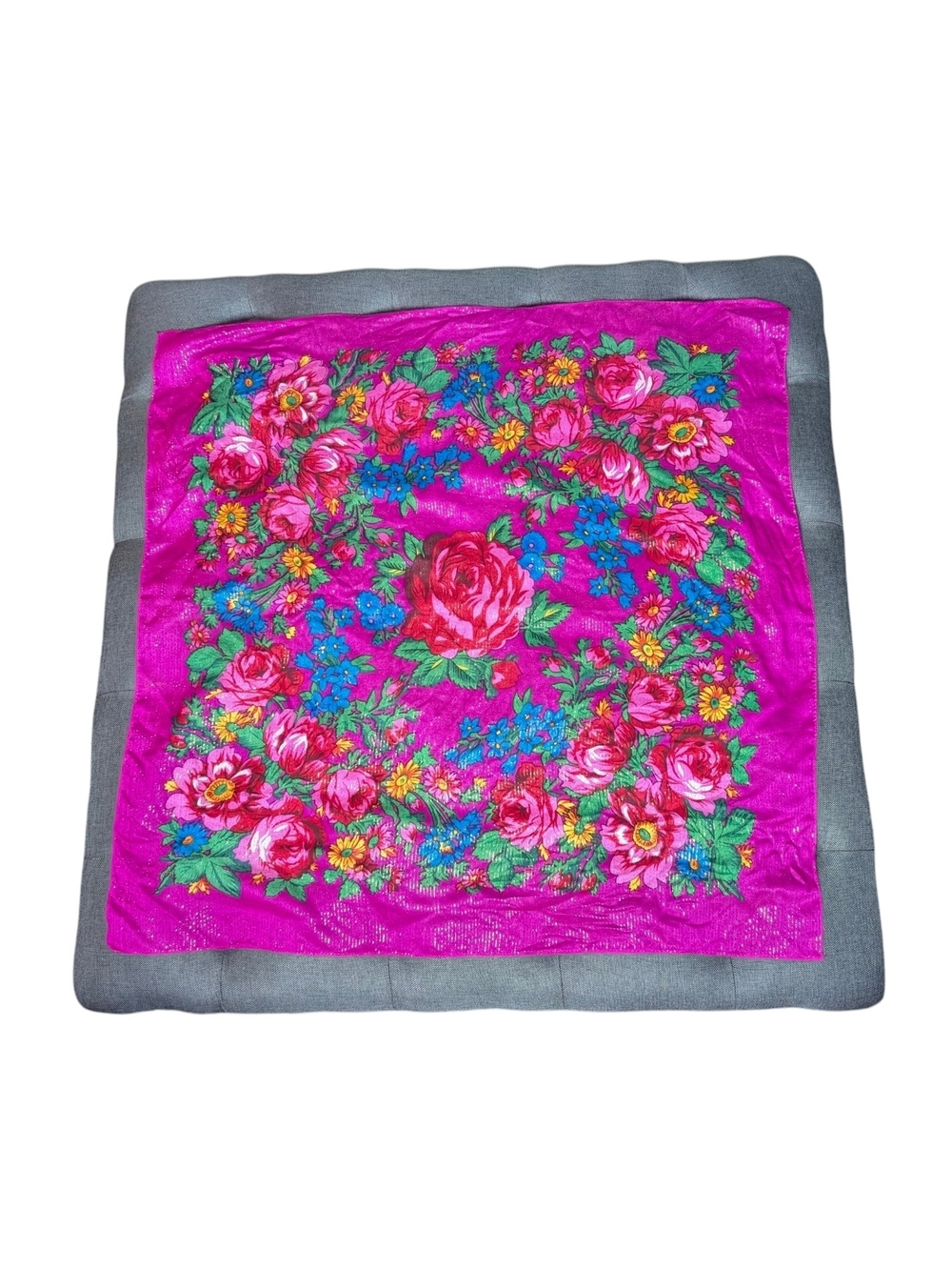 Russian Bright Magenta Floral Square Scarf